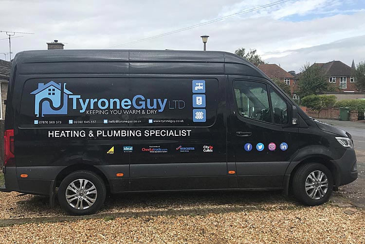 Contact Tyrone Guy Ltd Heating and Plumbing Company Van